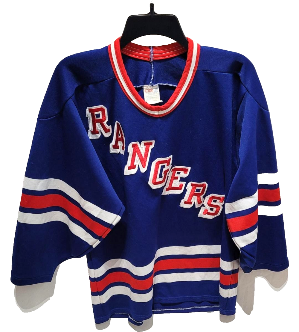 Vintage New York Rangers Jersey Mens Medium Blue Red White NHL Hockey CCM 90s